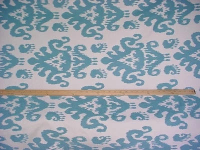 21Y Kravet 32627 Aqua Blue Persian Ikat Chenille Upholstery Fabric - Image 1 of 4