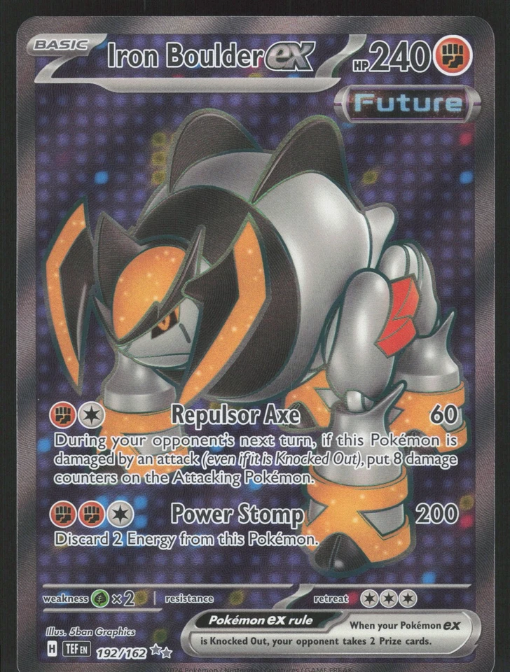 Iron Boulder ex 192/162 Ultra Rare Pokemon TCG SV05: Temporal Forces NM - Image 1 of 2