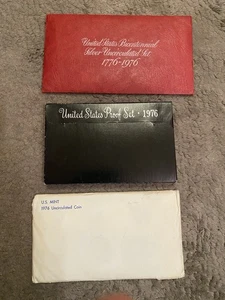 1776-1976 Silver Unc. Set 40% Silver / Proof Set And Uncirculated Set All 3 Sets - Picture 1 of 3