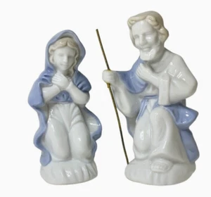 Vintage George Lefton Weihnachtskrippe blau-weiß Maria & Josef Figuren - Bild 1 von 10