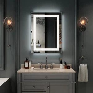 32x24"Vanity Bathroom Mirror Diming LED Light Wall Mounted Mirror Antifog Mirror - Picture 1 of 10