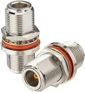 2x N Female to N Female Bulkhead Coax Coaxial Connector Adapter For WLAN Antenna - Picture 1 of 5