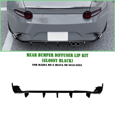 Gloss Black Rear Bumper Diffuser Lip For Mazda MX-5 Miata ND 2016-2025 2017 2018 - Image 1 of 4