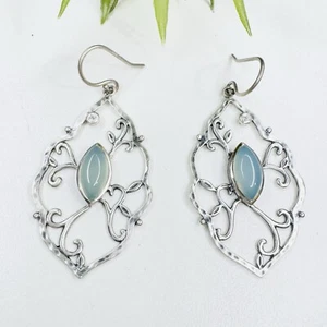 Silpada Wandering Ivy Chalcedony Stone Sterling Silver Filigree Dangle Earrings - Picture 1 of 9