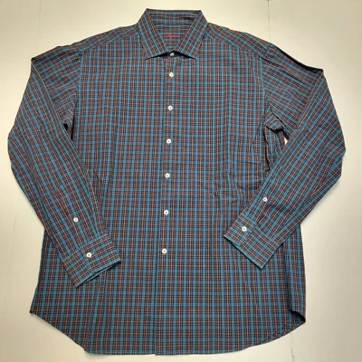 $175 Nueva Camisa Deportiva INGRAM Botón Para Hombre XL X-LARGE Azul Naranja Cuadros HECHA EN ITALIA Foto 1 de 4
