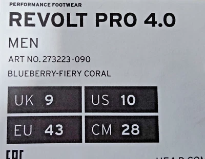 Zapatillas de tenis Head Revolt Pro 4.0 para hombre, talla 10, rojas y negras Foto 1 de 4