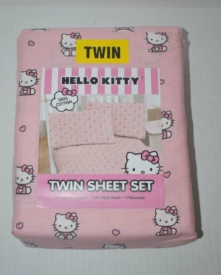 Hello Kitty Pink Hearts Twin Size Sheet Set - Image 1 of 3