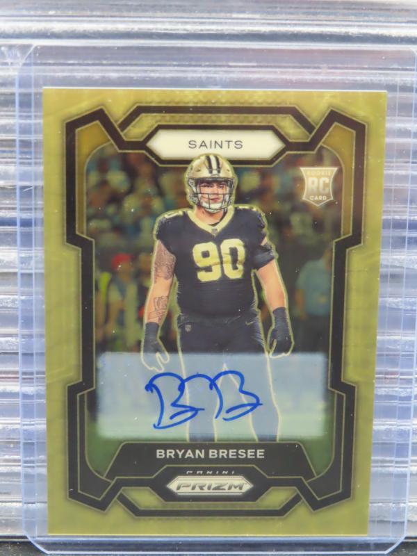 2023 Prizm Bryan Bresee Gold Vinyl Prizm Rookie Auto Autograph RC 4/5 372 Saints