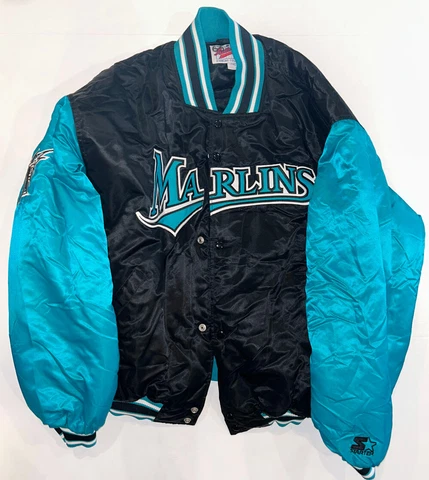 Vintage Starter Diamond Collection MLB Florida Marlins XXL Satin Jacket. Sporty! Cover