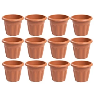 12 x Garden Planter 25cm Round Flower Plant Pot Outdoor Indoor Cafe Balcony - UK - Picture 1 of 13