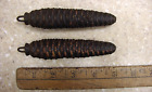 2 Vntg Cast Iron 4-1/4" Pine Cone Style Clock Weights,9.3oz.,{263.650 Grams},EXC
