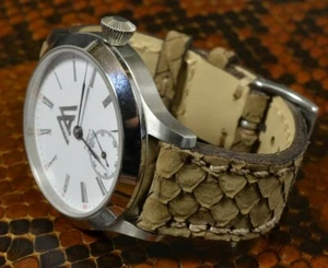 CORREA RELOJ 22 20 18 MM BEIS AUTENTICA PIEL PITON ANOBUCADA MA STRAP HECHA MANO - Imagen 1 de 11