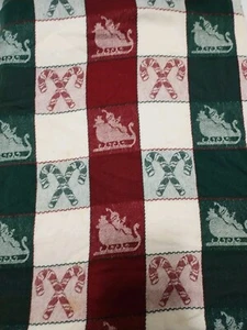 Tablecloth Christmas Candy Cane Santa Red Green Plaid Sleigh 90X68 Holiday READ - Picture 1 of 6