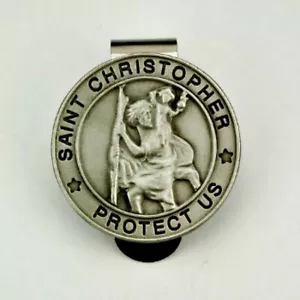 St. Christopher Protect Us Round Visor Clip USA Made NEW - Picture 1 of 1