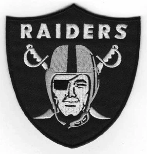 (1) NFL OAKLAND RAIDERS LOGO SHIELD PATCH IRON-ON 4" x 3.75" - Picture 1 of 1