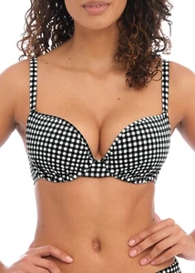 FREYA CHECK IN MONOCHROME UNDERWIRE MOULDED BIKINI TOP SIZE 30F / 8F - Picture 1 of 1