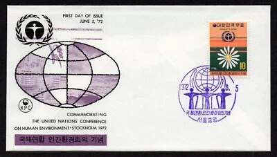 COREIA, SCOTT # 825, COM INSERÇÃO CAPA FDC - CONFERÊNCIA AMBIENTE HUMANO 1972 - Imagem 1 de 4