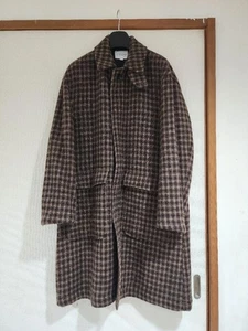 Joseph Bank Harris Tweed Balmacaan Coat Wool Herringbone L Used -From Japan - Picture 1 of 17