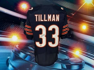 CHARLES TILLMAN AUTOGRAPHED CUSTOM CHICAGO BEARS BLUE JERSEY COA BECKETT - Picture 1 of 2