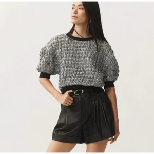Maeve S Puffärmel Top gestreift schwarz weiß Anthropologie Shirt strukturiert NEU - Bild 1 von 10