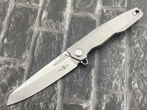 TwoSun Folding Knife M390 Titanium Handle No Screw Pocket Knife TS88-M390-Sand - Picture 1 of 11