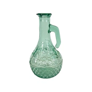 Vintage Ölkaraffe - grüne Glasflasche - Obstkorb Design - mit Ausgießer - Bild 1 von 8