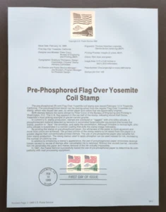 25c Flag Over Yosemite Pre-Phos. 1988 SOUVENIR PAGE SCOTT # 2280c SP788a - Picture 1 of 1