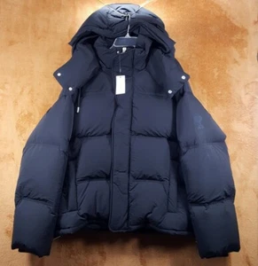AMI Mens Coat Large Black Zip Up Hooded Oversized Puffer Down Jacket Logo $1495 - Picture 1 of 12
