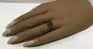 VINTAGE 925 STERLINGSILBER UND ROTER KARNEOL FLORAL SCHAFT RING GRÖSSE 6,75 - Bild 1 von 13
