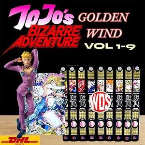 Jojo's Bizarre Adventure Parte 5 Viento Dorado Manga Vol.1-9 JUEGO COMPLETO Libros en Inglés - Imagen 1 de 12