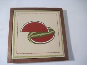 Ceramic Tile Trivet Watermelon Fruit Print 7x7" VTG - Picture 1 of 5