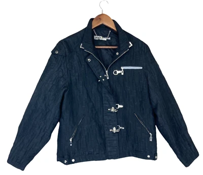 Chaqueta retro Jamie Sadock años 90 para mujer M negra texturizada arrugada cremallera Foto 1 de 4