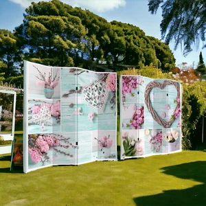 180cm Large Sweet Home Canva Room Divider Screen Foldable Double Sides Divider - Picture 1 of 17