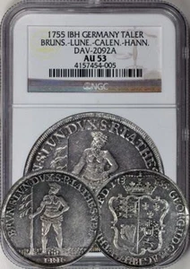 Germany - 1755 Brunswick-Luneburg-Calenberg-Hannover 1 Taler / Thaler NGC AU-53 - Picture 1 of 1