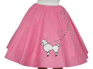 "Falda de caniche rosa fieltro talla adulto cintura grande 35""-42"" _ larga 25"" - Imagen 1 de 2