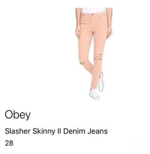 OBEY Slasher Skinny II Denim Jeans Size 28 Dusty Coral Women's Trendy Skinny Fit - Picture 1 of 5