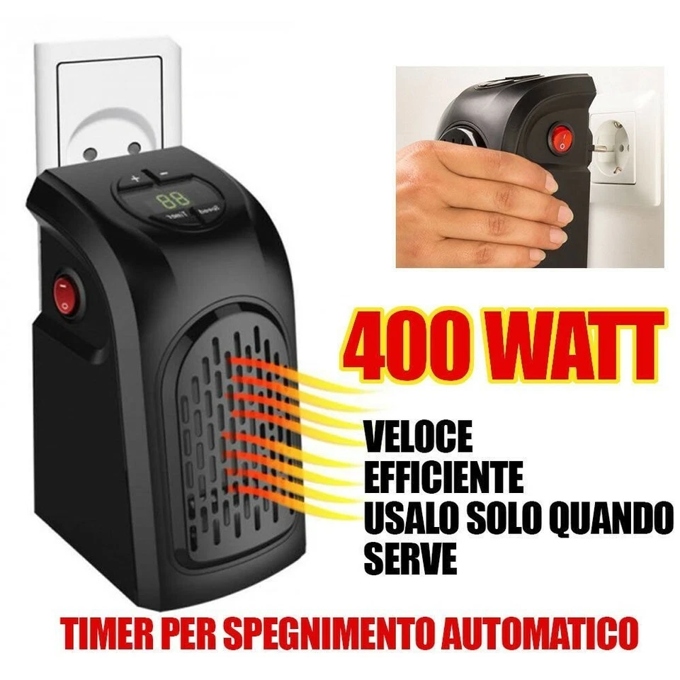 STUFA PICCOLA ELETTRICA 400W PORTATILE STUFETTA BAGNO CASA UFFICIO - Immagine 1 di 1