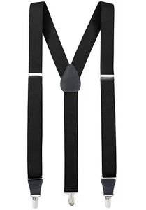 Hold'Em Suspender for Men Made in USA Y-Back Leather Crosspatch Clip on tuxedo  - Picture 1 of 24