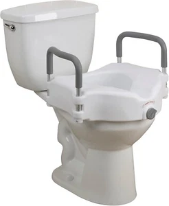 Drive Medical RTL12027RA 2-in-1 Raised Toilet Seat With Removable Padded Arms - Picture 1 of 9