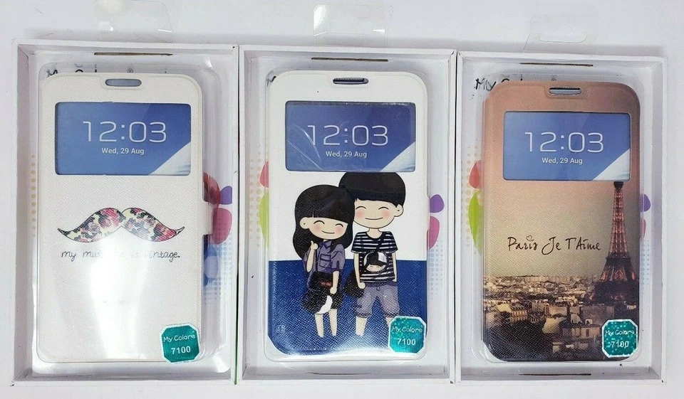 3 Lot Leather Folio Case Wallet Book Cover For Samsung Galaxy Note 2 N7100 N7105 - Image 1 of 4