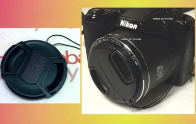 JJC FRONT SNAP-ON LENS CAP DIRECTLY TO CAMERA NIKON COOLPIX L340 L 340 +HOLDER