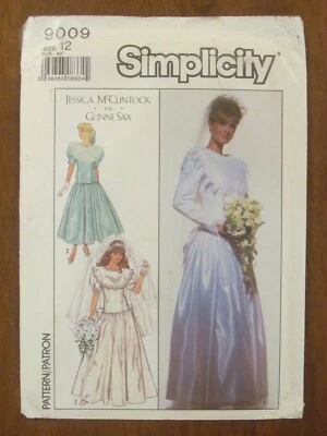 SIMPLICITY - 9009 LADIES WEDDING DRESS DROPPED WAIST LACE OVERLAY SZ 12 UNCUT - Image 1 of 2