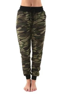 Damen Camouflage Essentials Gym Sport Jogginghose Camo Print mit Taschen Neu - Bild 1 von 4
