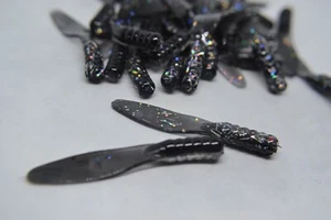 JASONS CRAPPIE FLOPPERS  2"  30 PACK  GRUB CRAPPIE LURES JIGS      BLACK PRISM - Picture 1 of 1