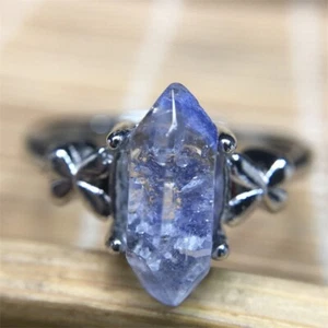 100%Natural Blue Rare Dumortierite Quartz Rutilated Adjustable Ring - Picture 1 of 4