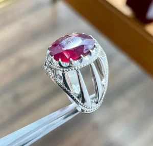 100% Natural Afghanistan Red Ruby Ring For Men Handmade Ring Silver 925 A++ - Picture 1 of 7