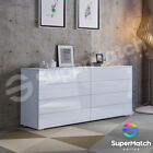 High Gloss 8 Drawer Chest Dresser Table Storage Cabinet Bedroom Furniture White