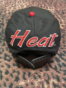 Vintage 90s Miami Heat Sports Specialties Back Script Snapback Laser Shadow - Picture 1 of 11
