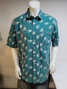 Impact green sailboats short sleeve casual shirt size xl / we2937 r1 t15 - Picture 1 of 4