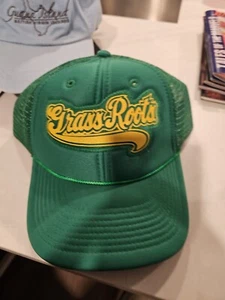 Vintage Grass Roots Hat Cap Snap Back Green Mesh Trucker One Size - Picture 1 of 7